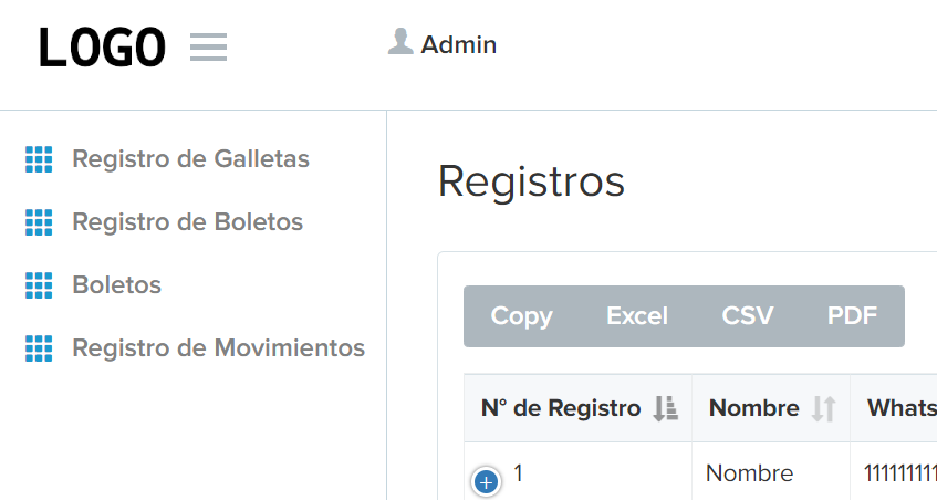 Secciones del Admin